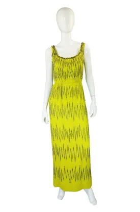 1950s Beaded Rhinestone Silk Gown