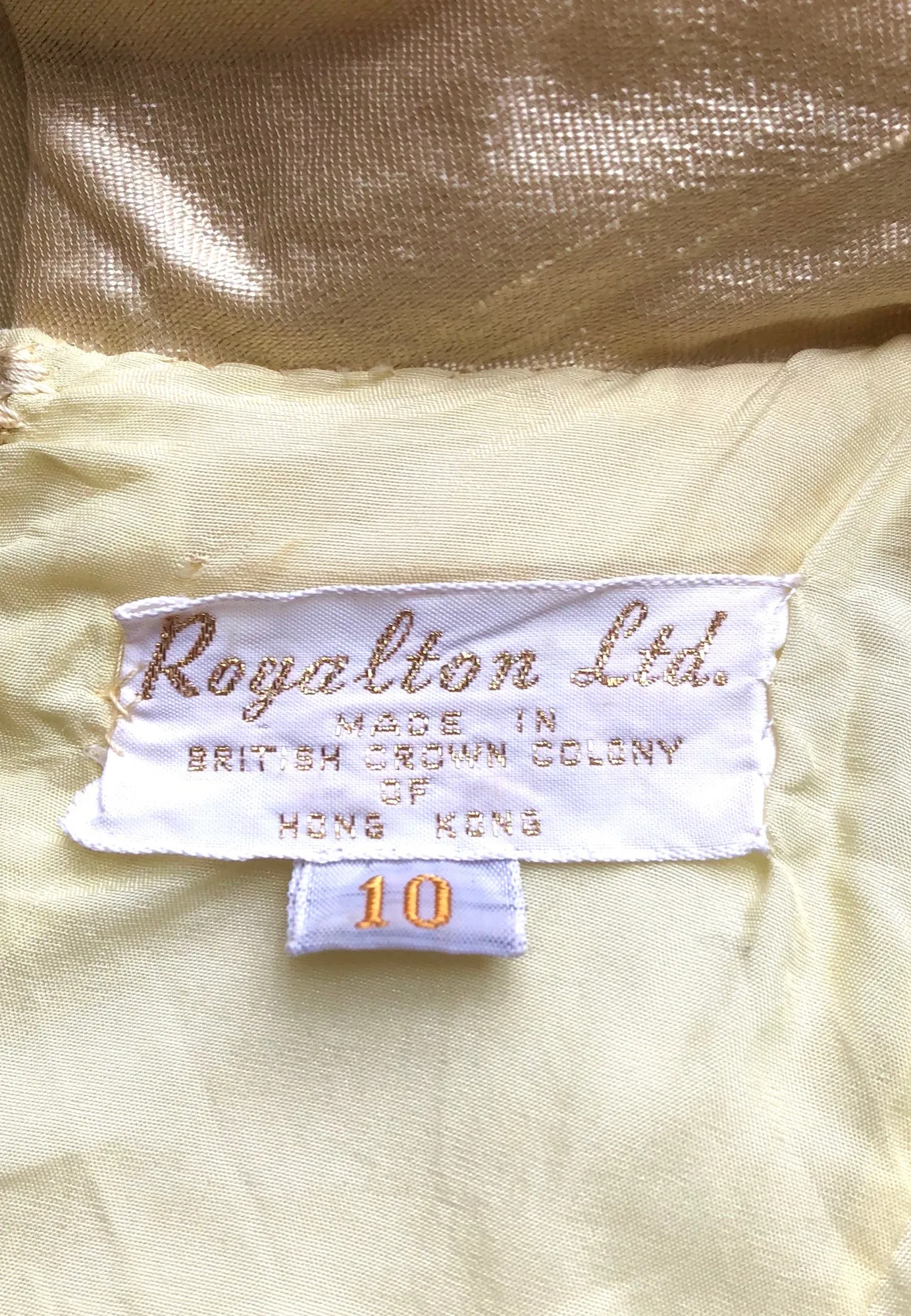 1960s Beaded Yellow Raw Silk Evening Gown