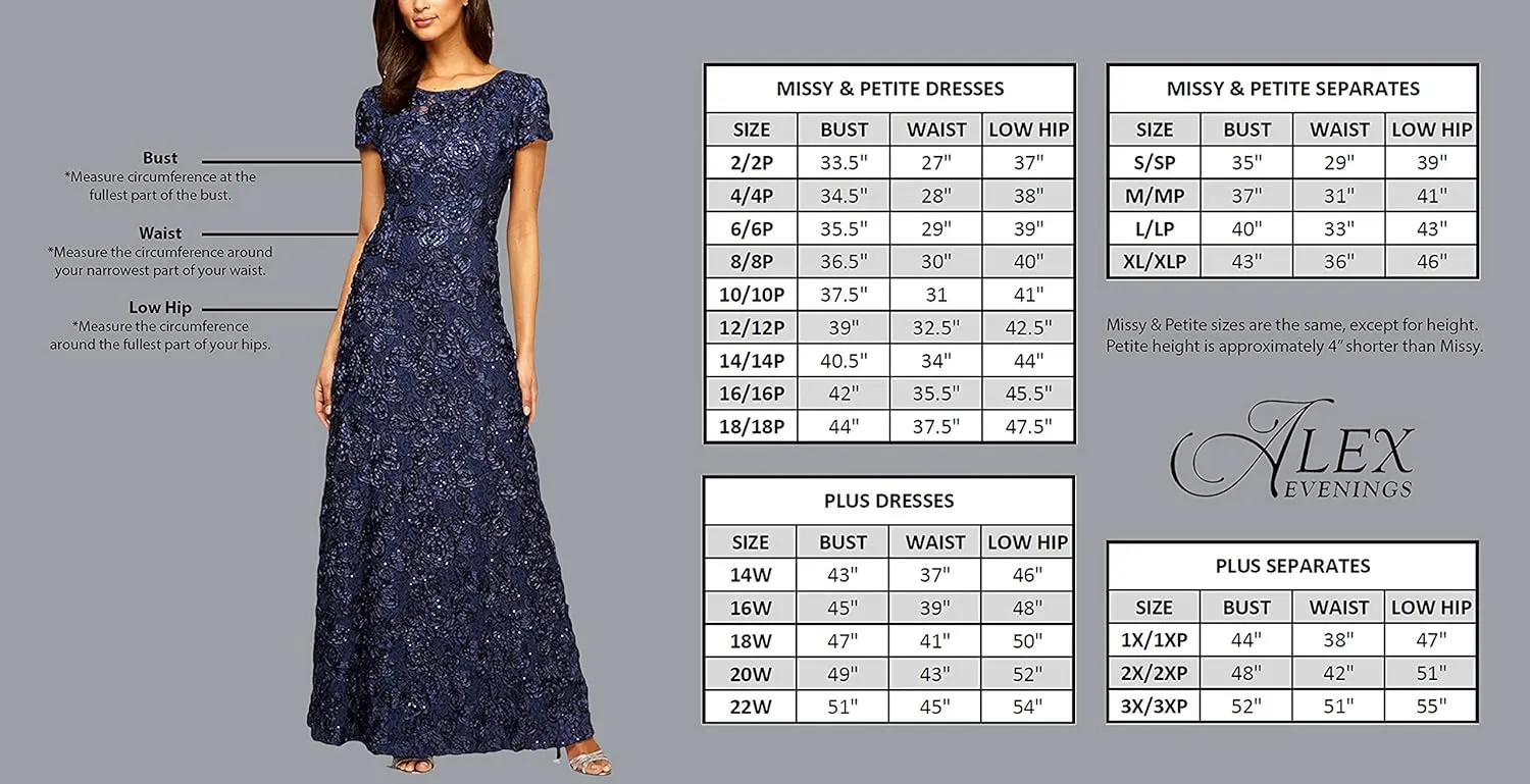 Alex Evenings Women's Short Floral Embroidered Cocktail Sheath Dress, Wedding Guest, Formal Gown (Petite and Regular Sizes)