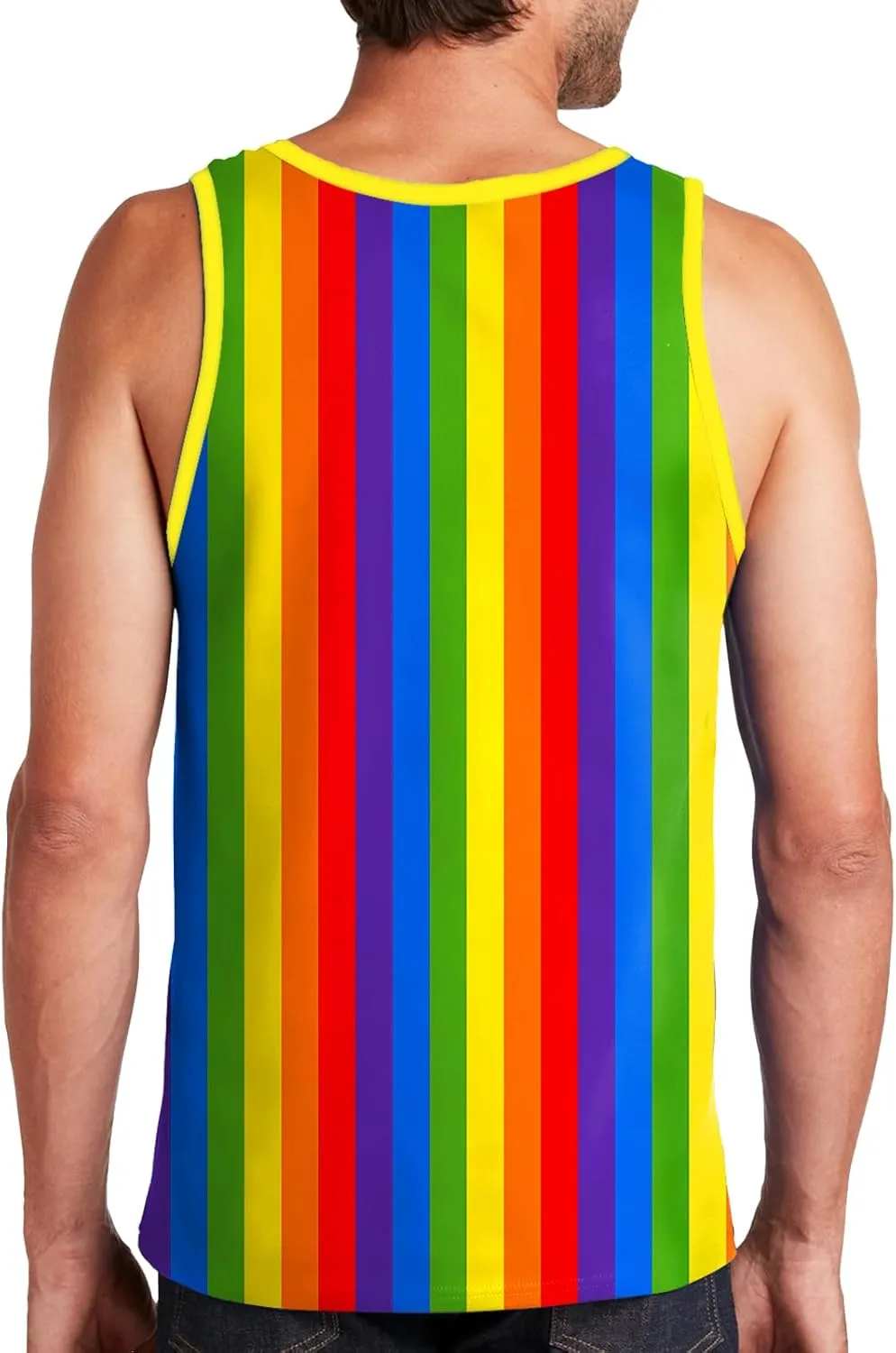 AOBUTE Mens LGBT Rainbow Flag Tank Top Gay Pride Sleeveless Tee Shirts