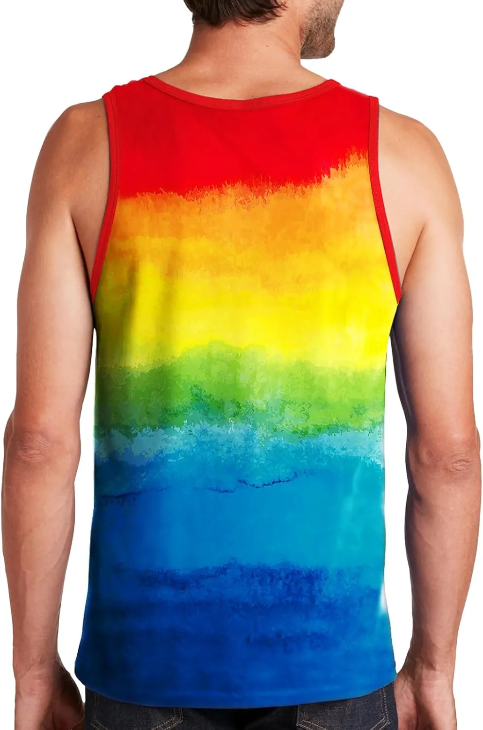 AOBUTE Mens LGBT Rainbow Flag Tank Top Gay Pride Sleeveless Tee Shirts