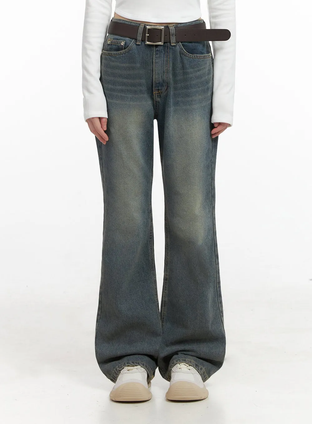 Asher Slimline Washed Bootcut Jeans ID402