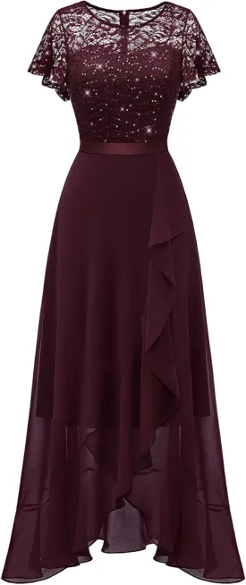 BeryLove Formal Dresses for Women 2025 Wedding Guest with Slit Cocktail Elegant Lace Long Prom Dress