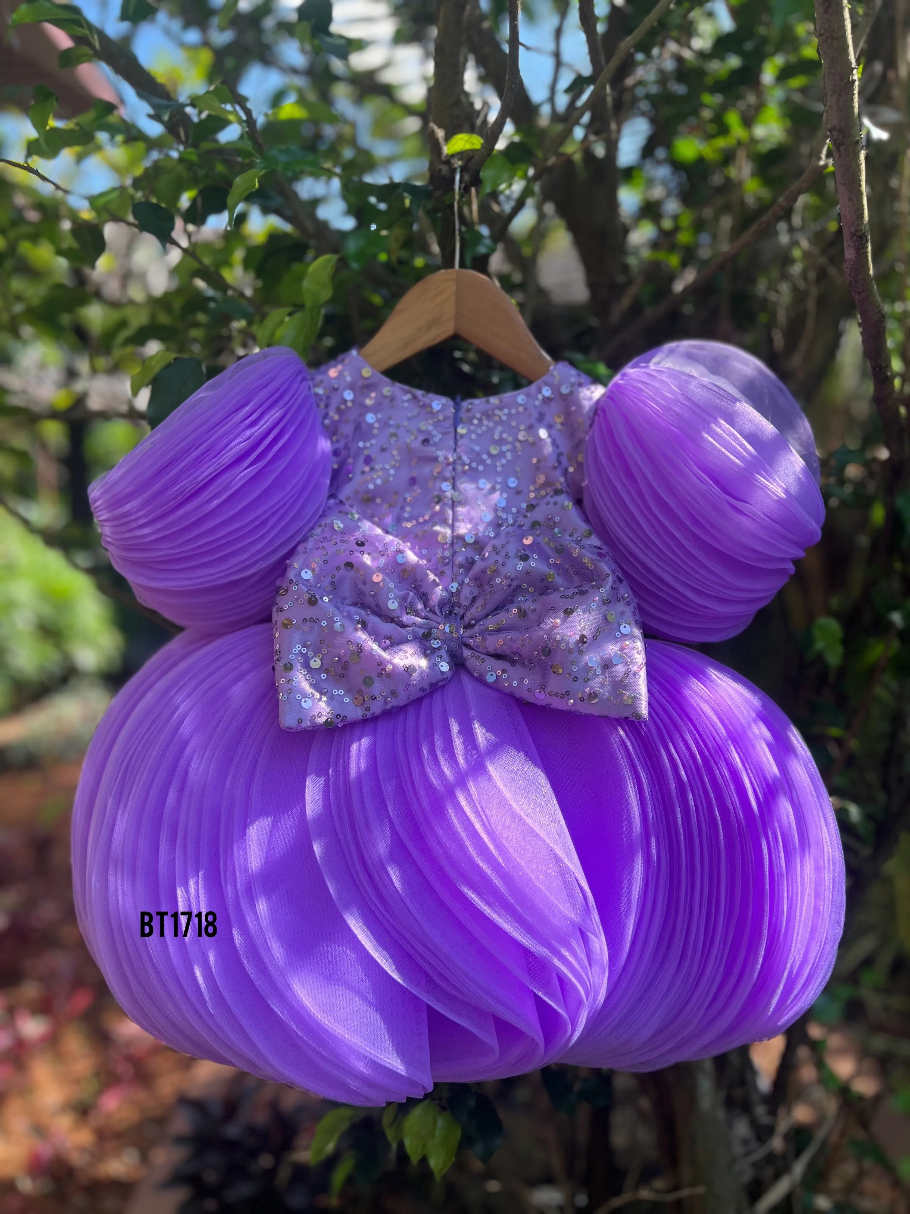BT1718 Purple Princess Puff Dress - A Royal Touch for Your Little Lady