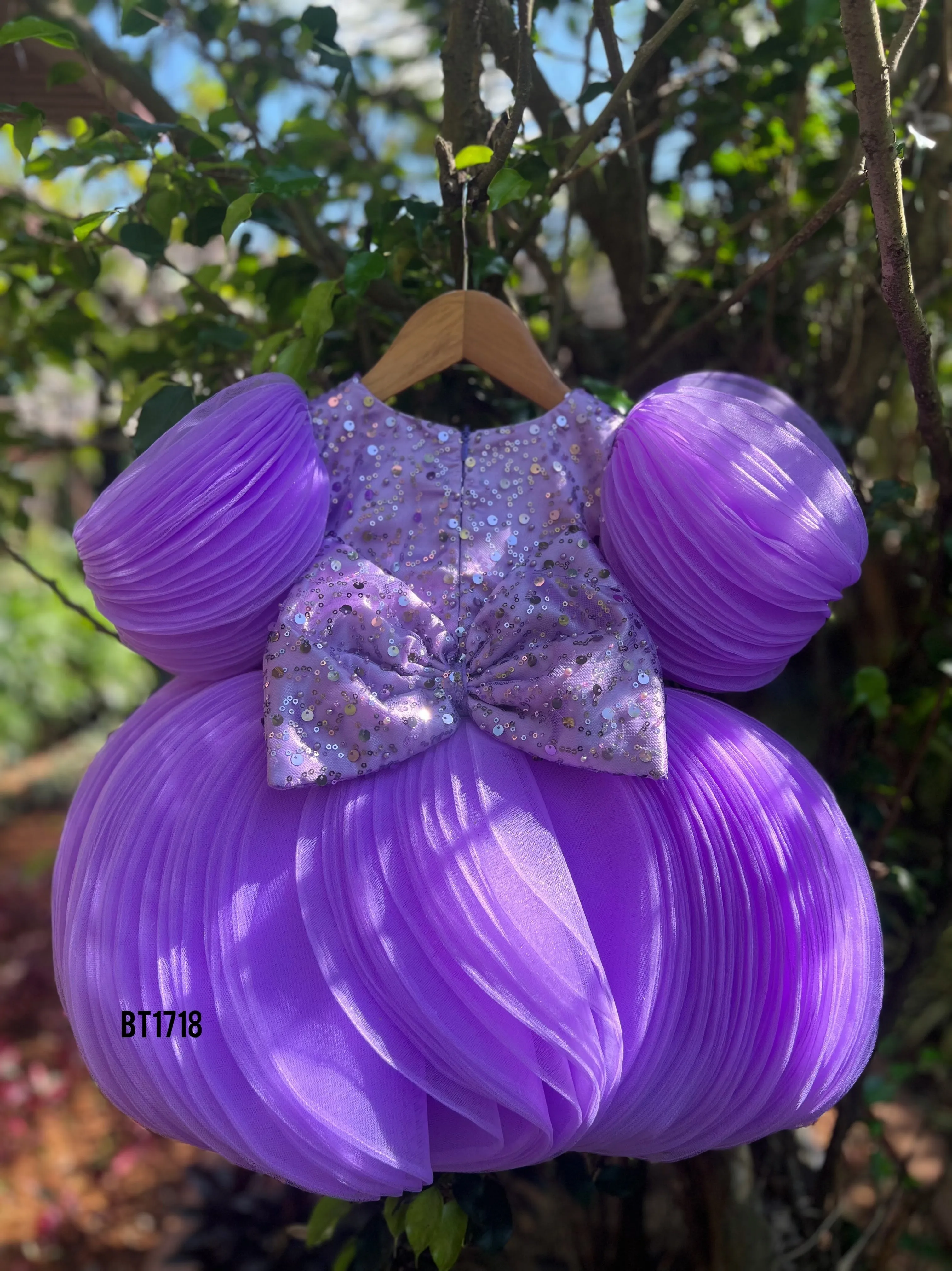 BT1718 Purple Princess Puff Dress - A Royal Touch for Your Little Lady