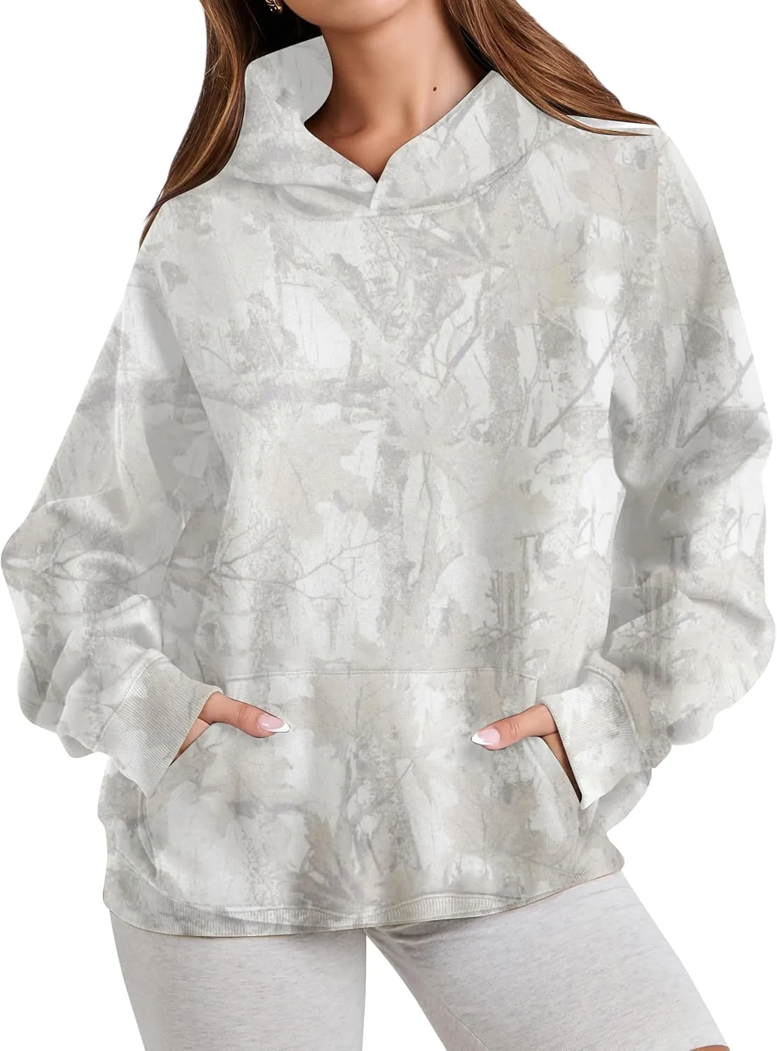 Camo Hoodie Womens Mens Maple Leaf Fleece Hooded Sweatshirt Oversized Camouflage Hoodies For Women Trendy