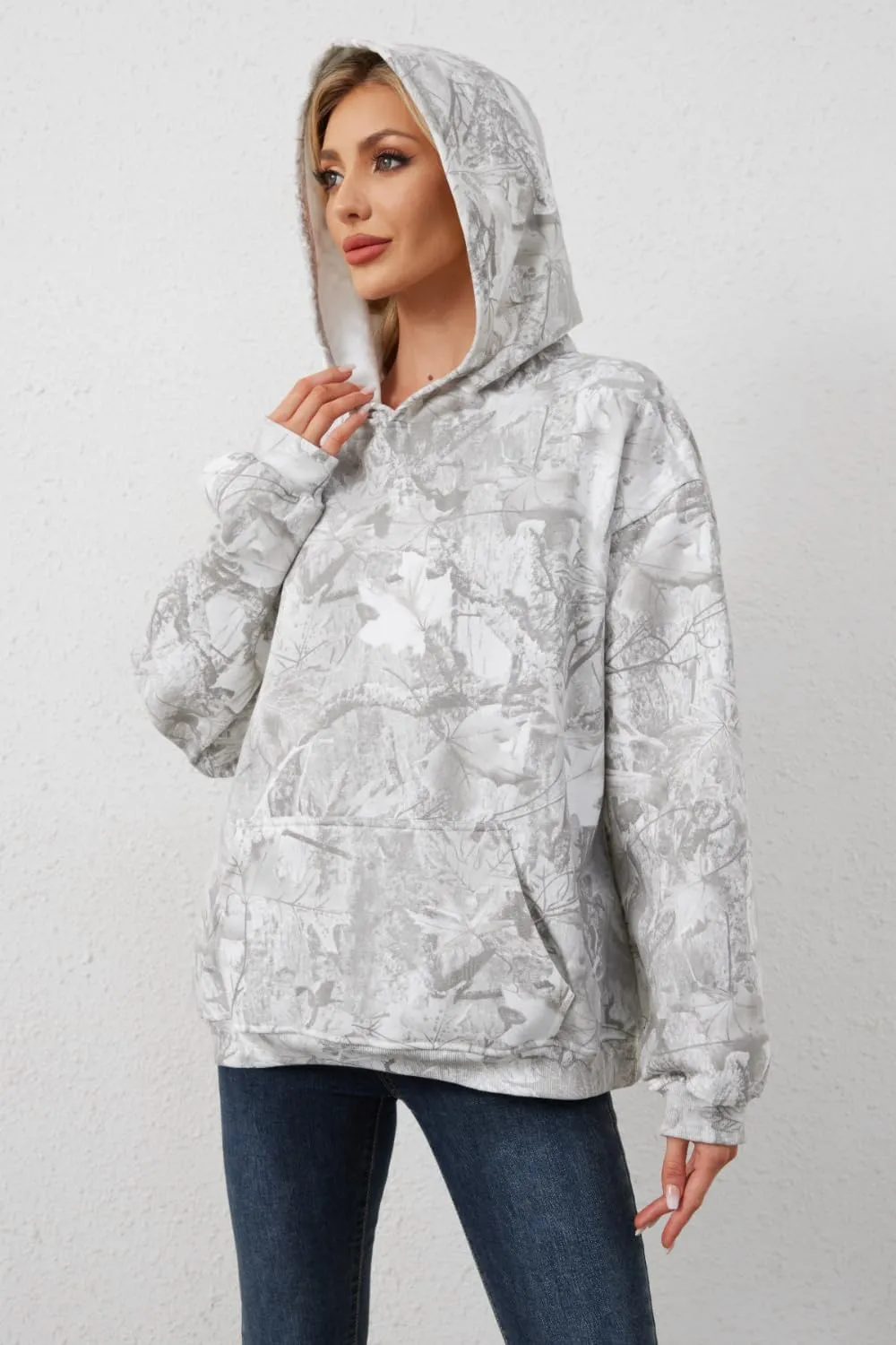 Camo Hoodie Womens Mens Maple Leaf Fleece Hooded Sweatshirt Oversized Camouflage Hoodies For Women Trendy