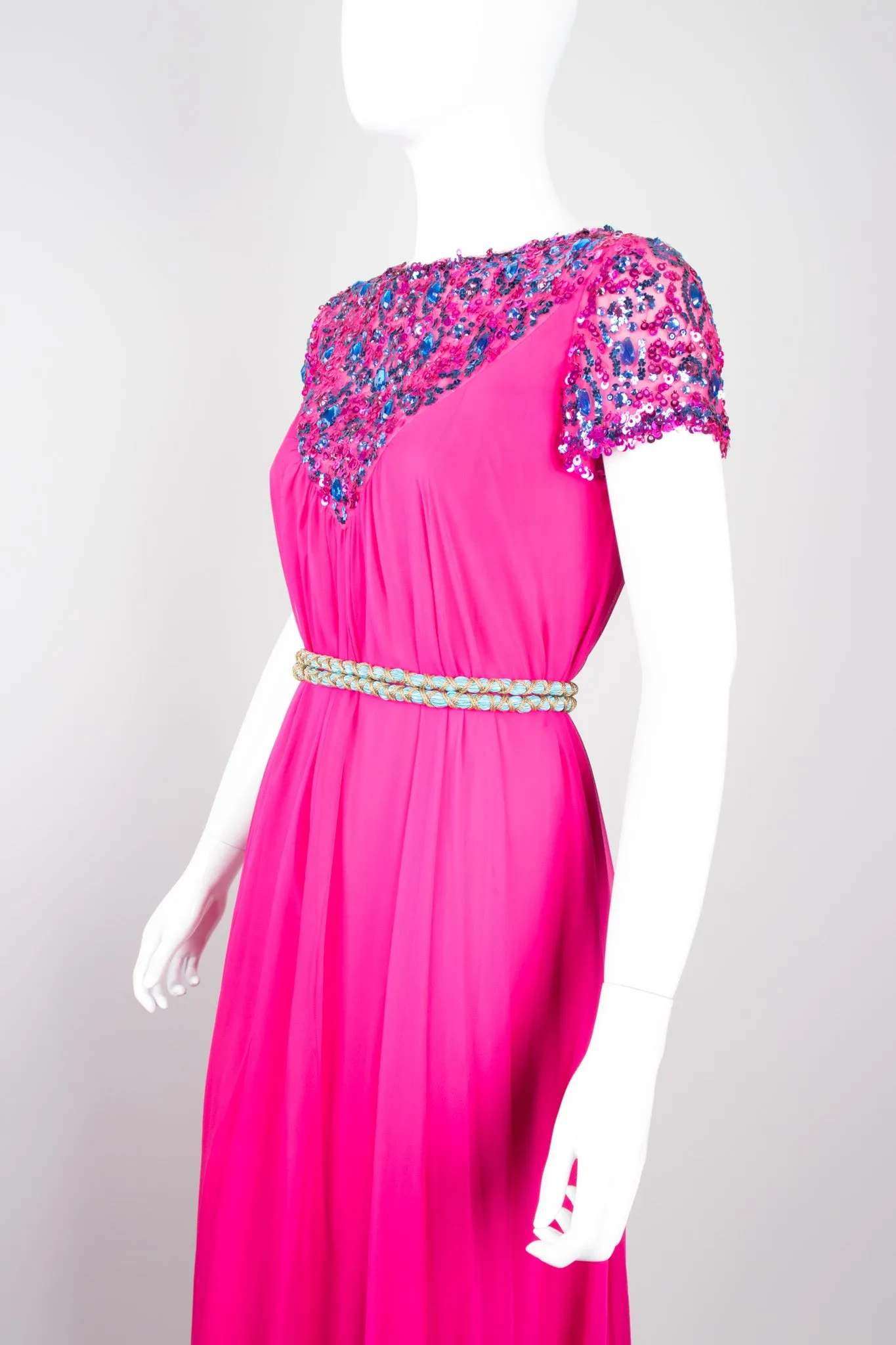 Chiffon Sequin Trapeze Gown