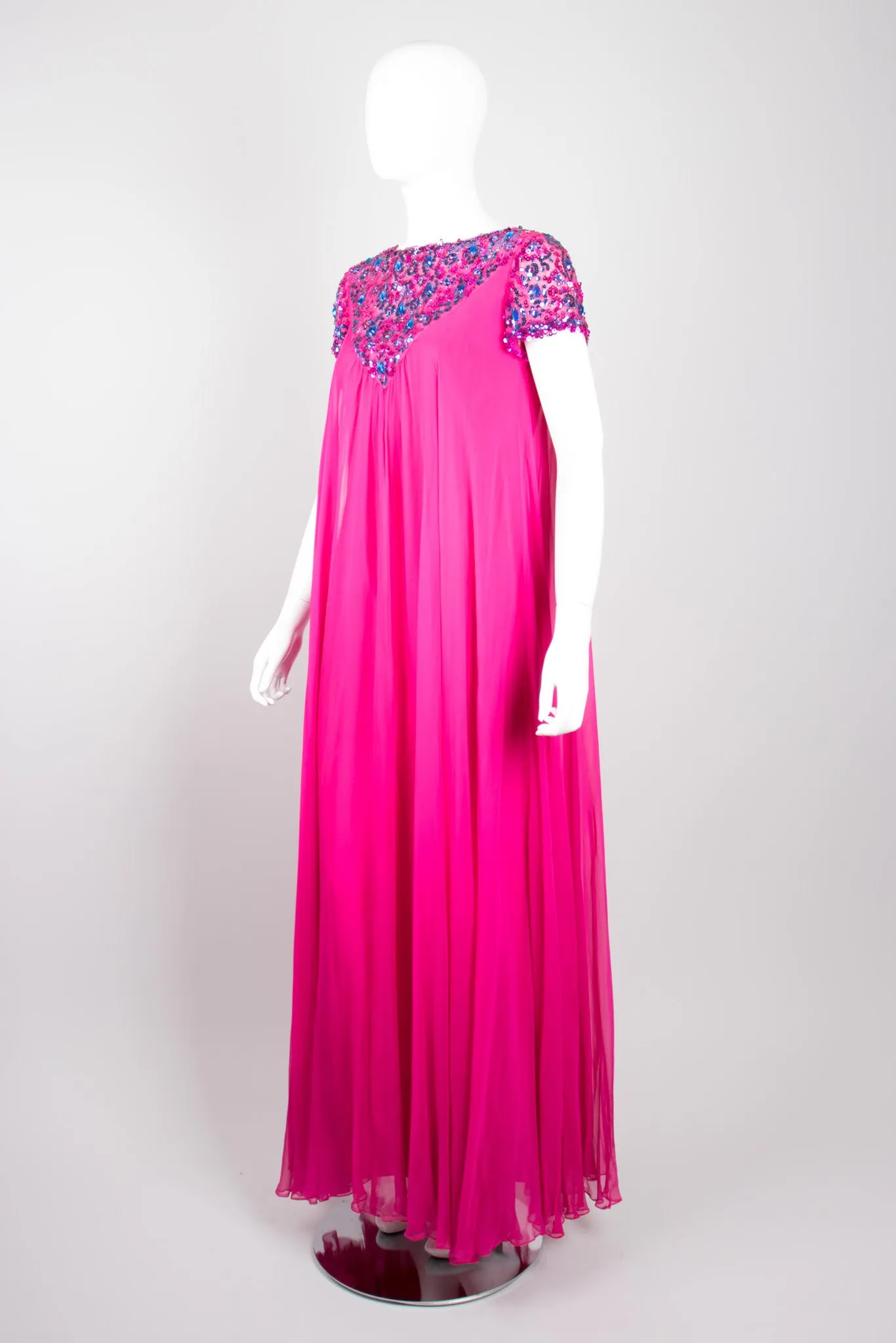 Chiffon Sequin Trapeze Gown