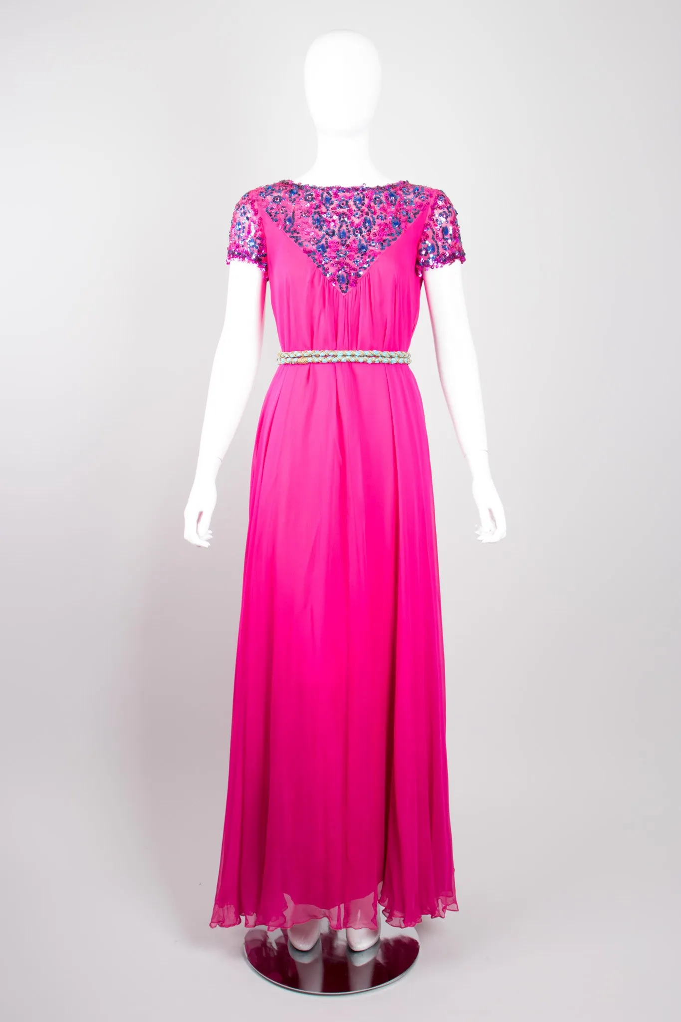 Chiffon Sequin Trapeze Gown