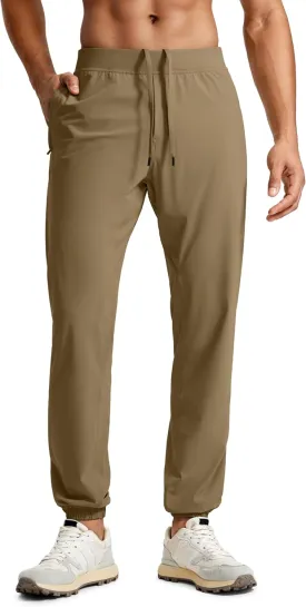 CRZ YOGA Athletic Joggers for Men - 31" Lightweight Running Training Pants with Zip Pockets and Ankle Zippers