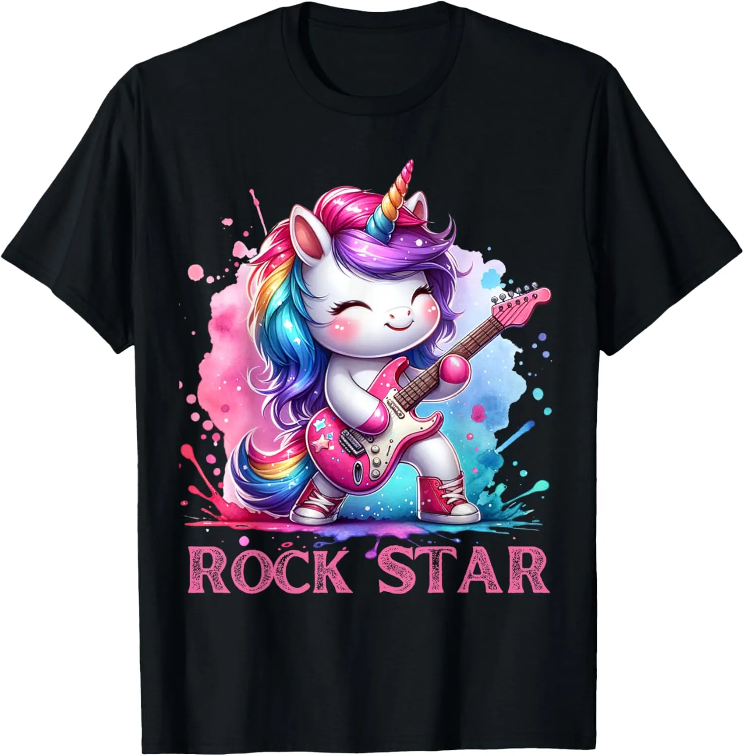 Cute Unicorn Rock star Guitar Rockin' music singer T-Shirt