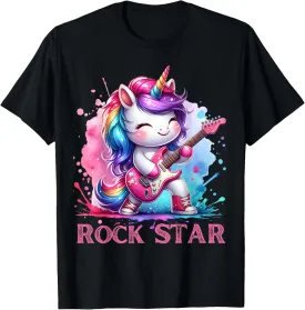 Cute Unicorn Rock star Guitar Rockin' music singer T-Shirt