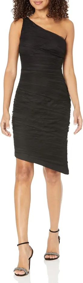 DKNY womens One Shoulder Asymmetrical Hem Dress
