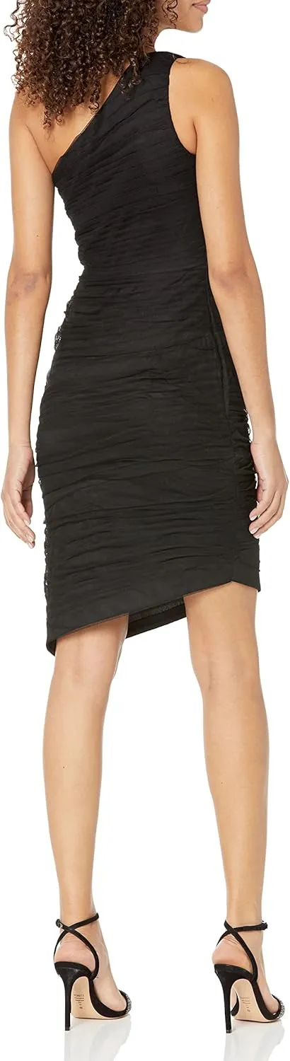 DKNY womens One Shoulder Asymmetrical Hem Dress