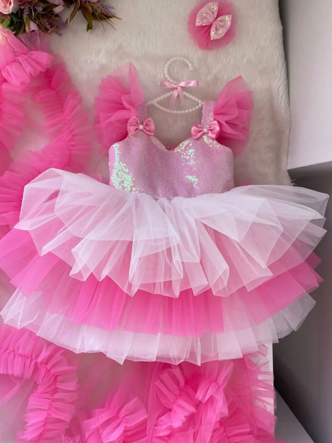 Dreamy Princess Dress Sweet Pink Layered Tulle Dress