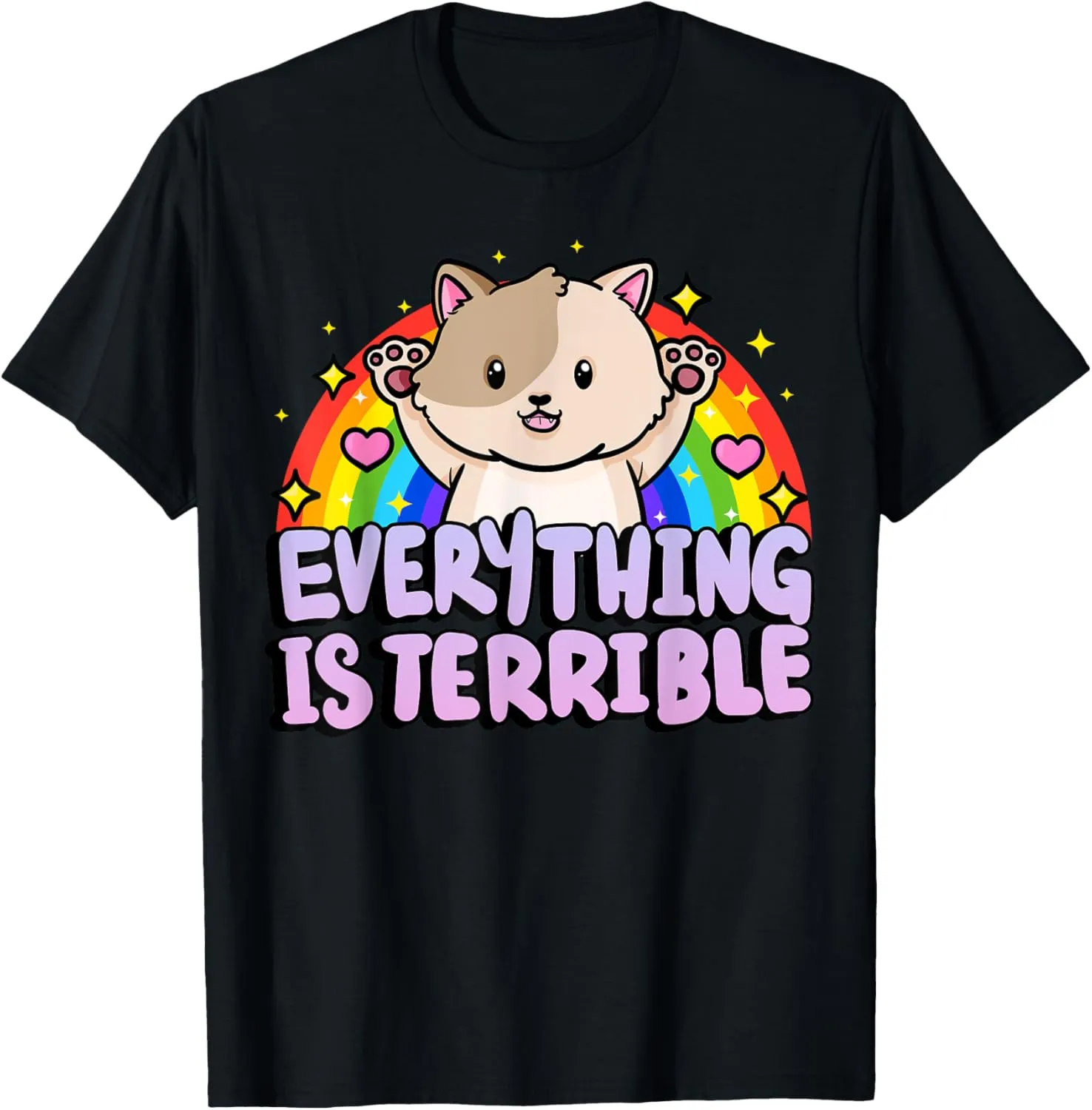 Everything Is Terrible Sarcasm Rainbow Kitten Cute Cat T-Shirt