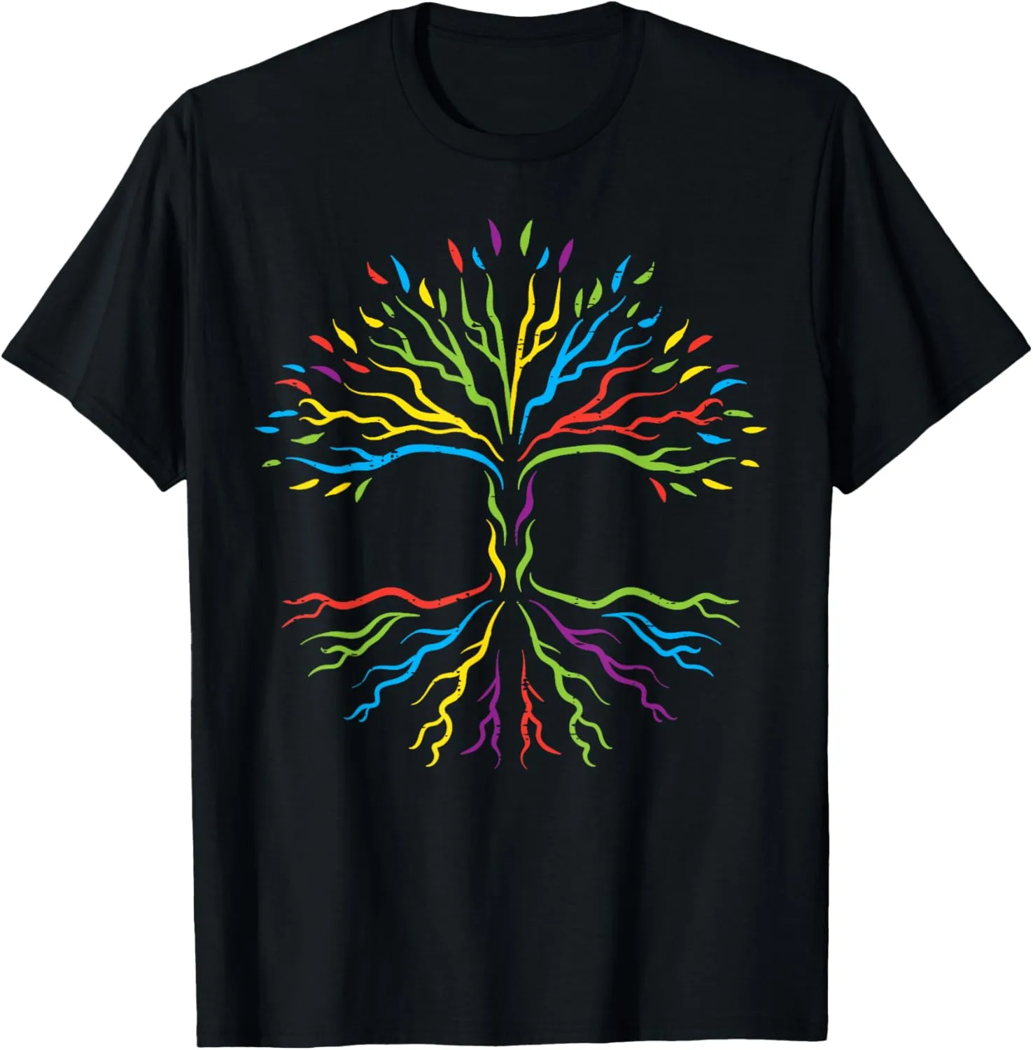 Gay Rainbow Tree Leaves Roots Lgbt Pride Flag Men Women Kids T-Shirt