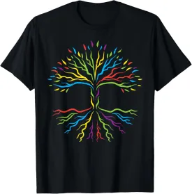 Gay Rainbow Tree Leaves Roots Lgbt Pride Flag Men Women Kids T-Shirt