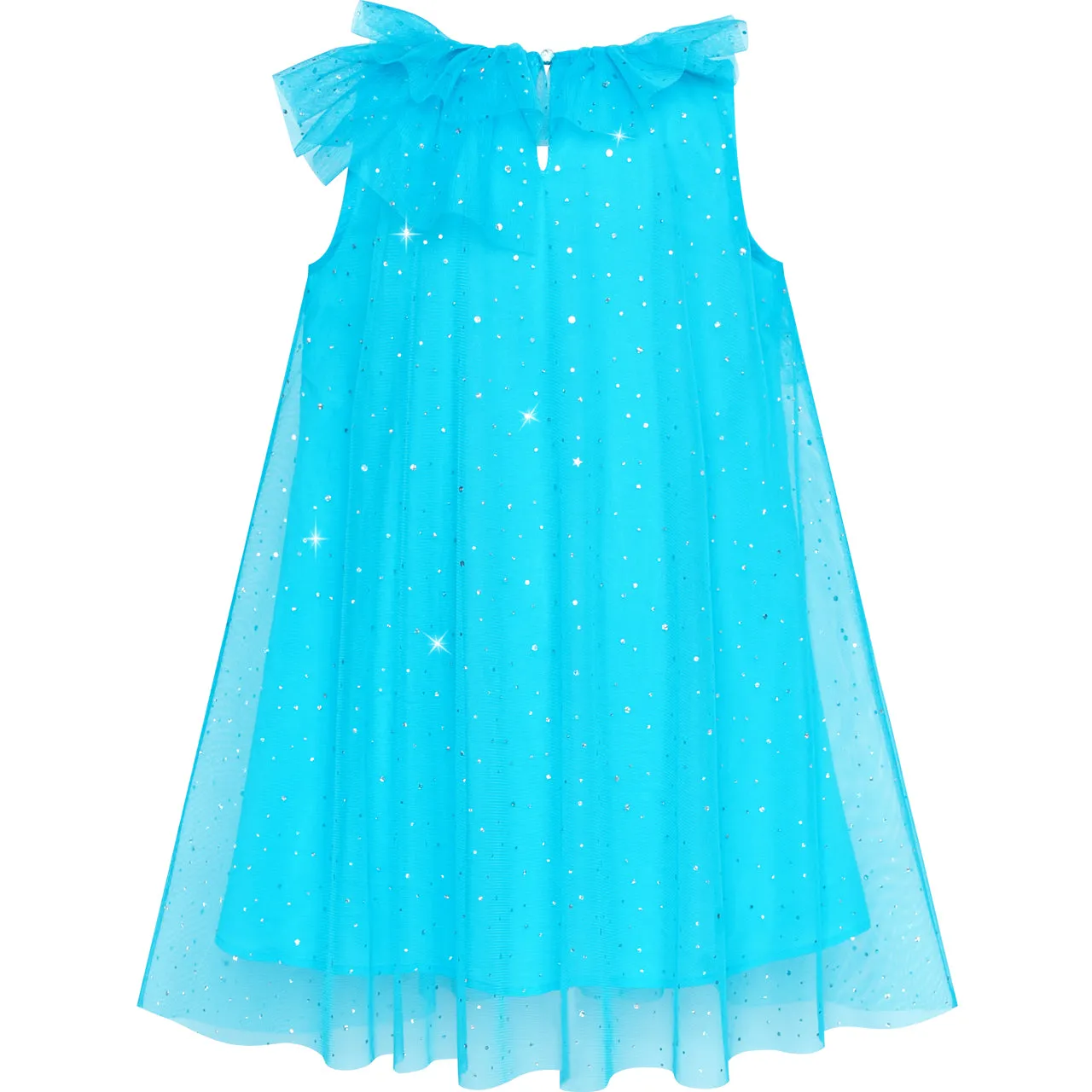Girls Dress Ice Blue Tulle Ruffle Princess Crown Fairy Wand Clips Size 4-8 Years