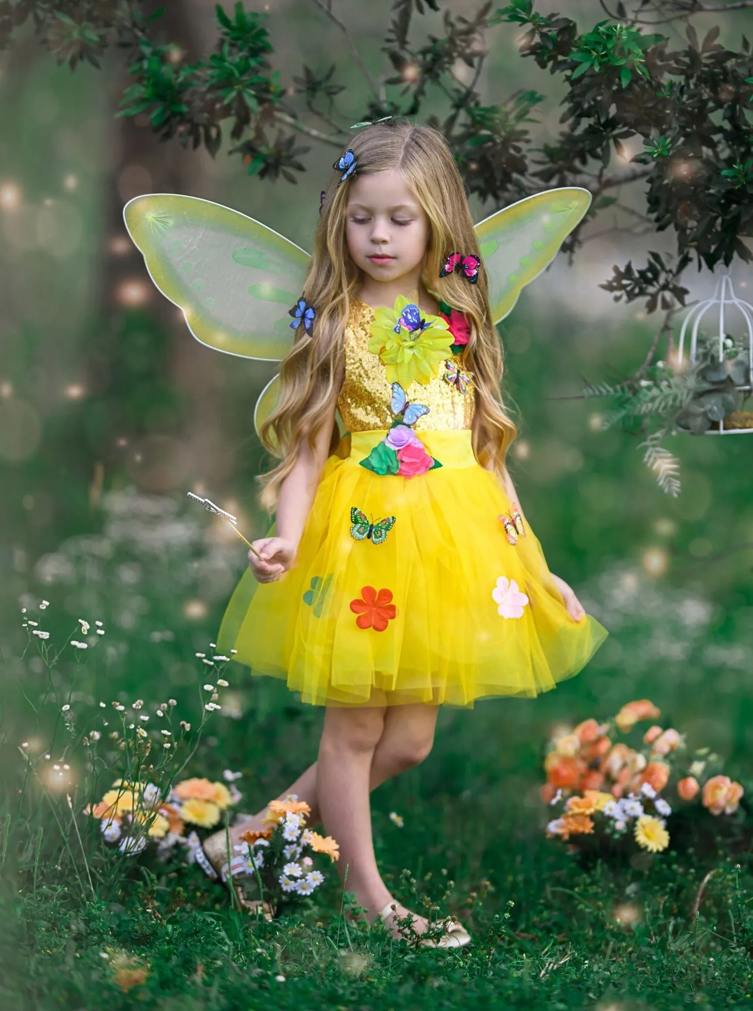 Girls Golden Butterfly Fairy Halloween Costume