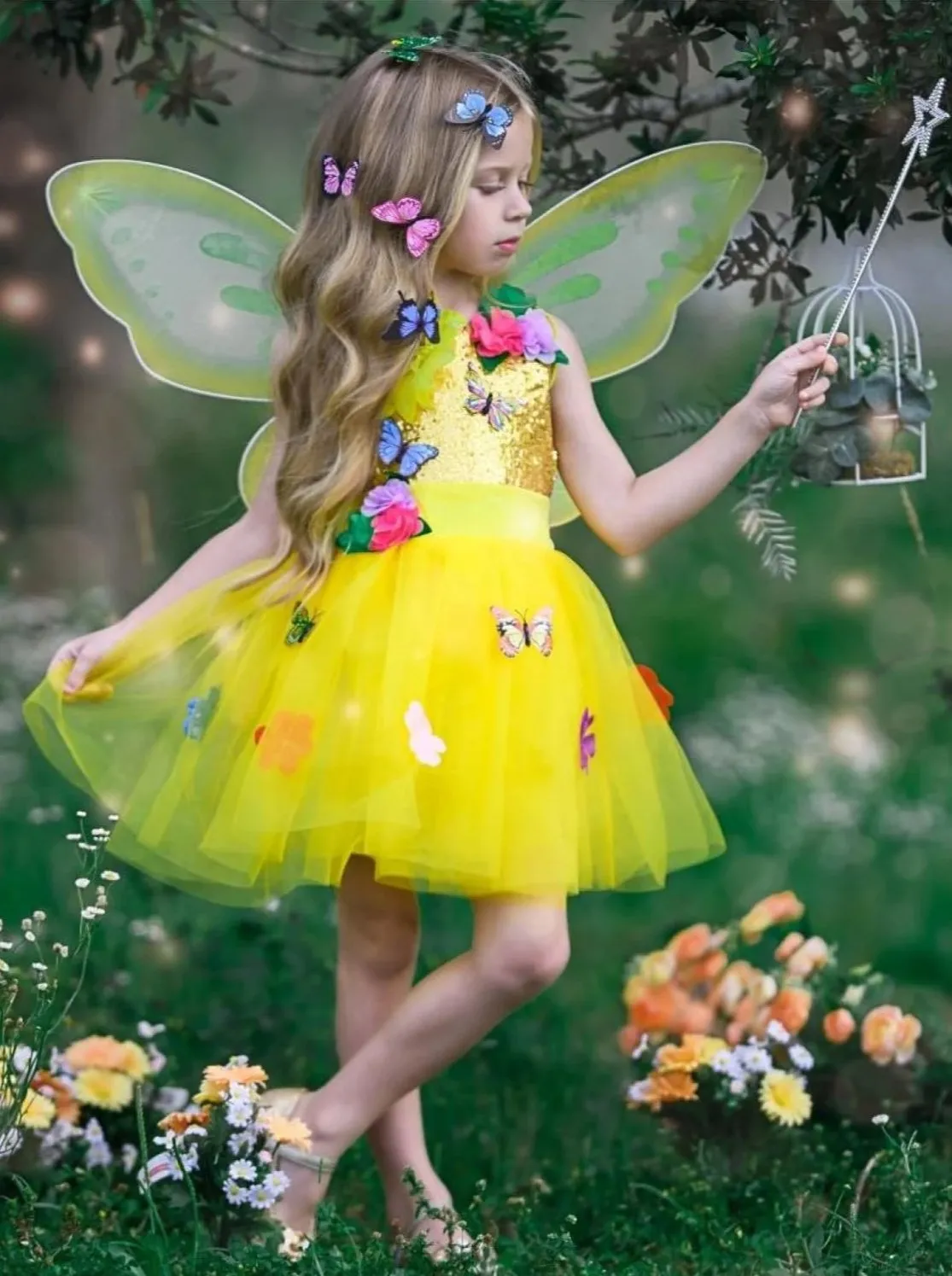 Girls Golden Butterfly Fairy Halloween Costume