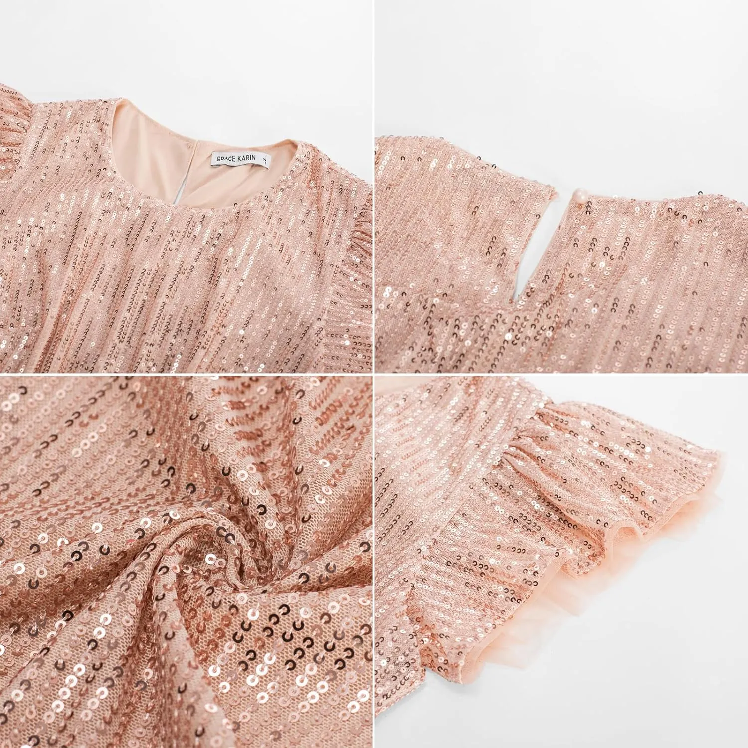 GRACE KARIN Women's Sparkly Sequin Dress Cap Sleeve Party Cocktail Holiday Dress Elegant Glitter Sparkly Dresses for Women