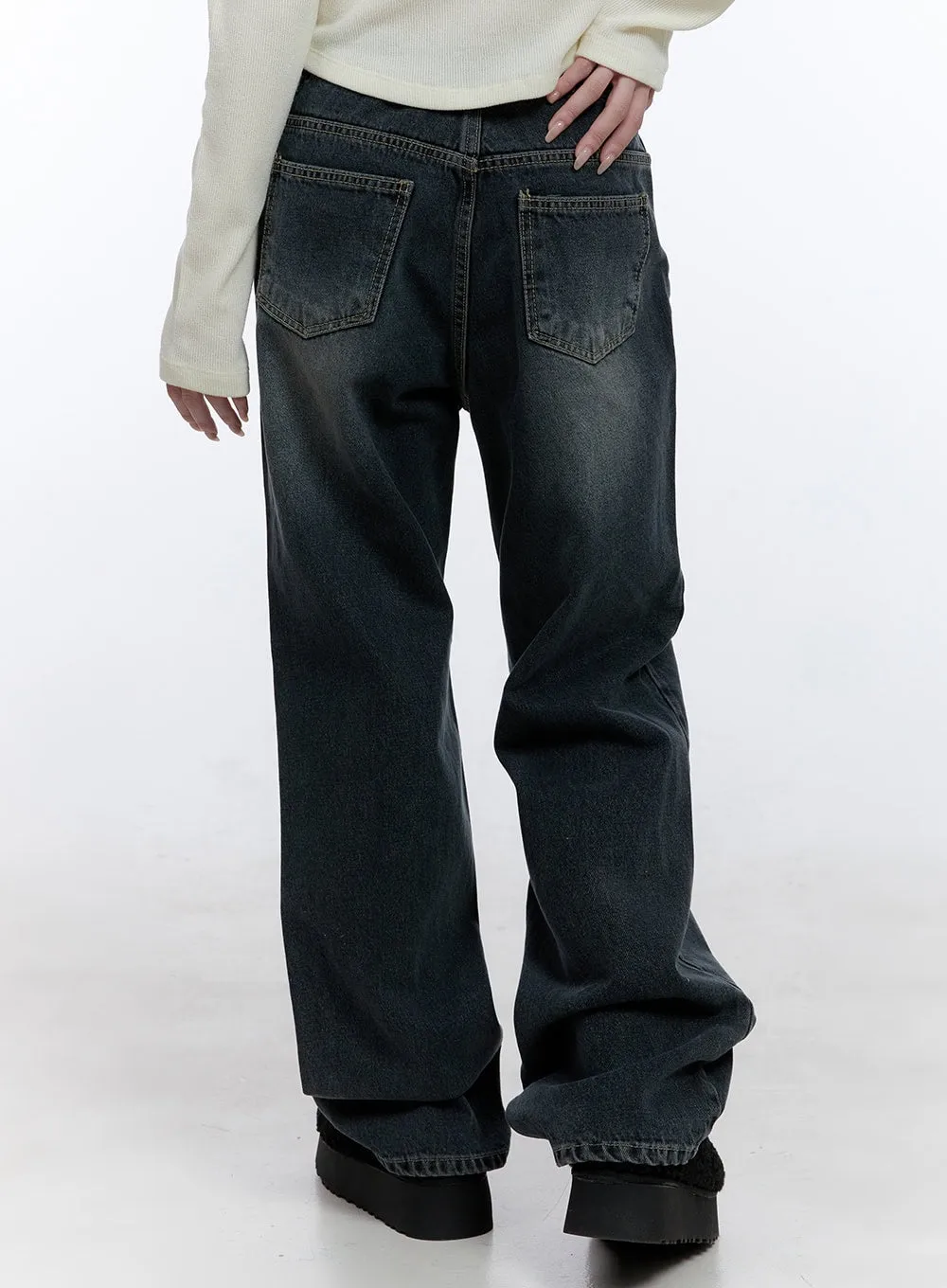 Jasmin Washed Denim Wide-Leg Jeans CD416