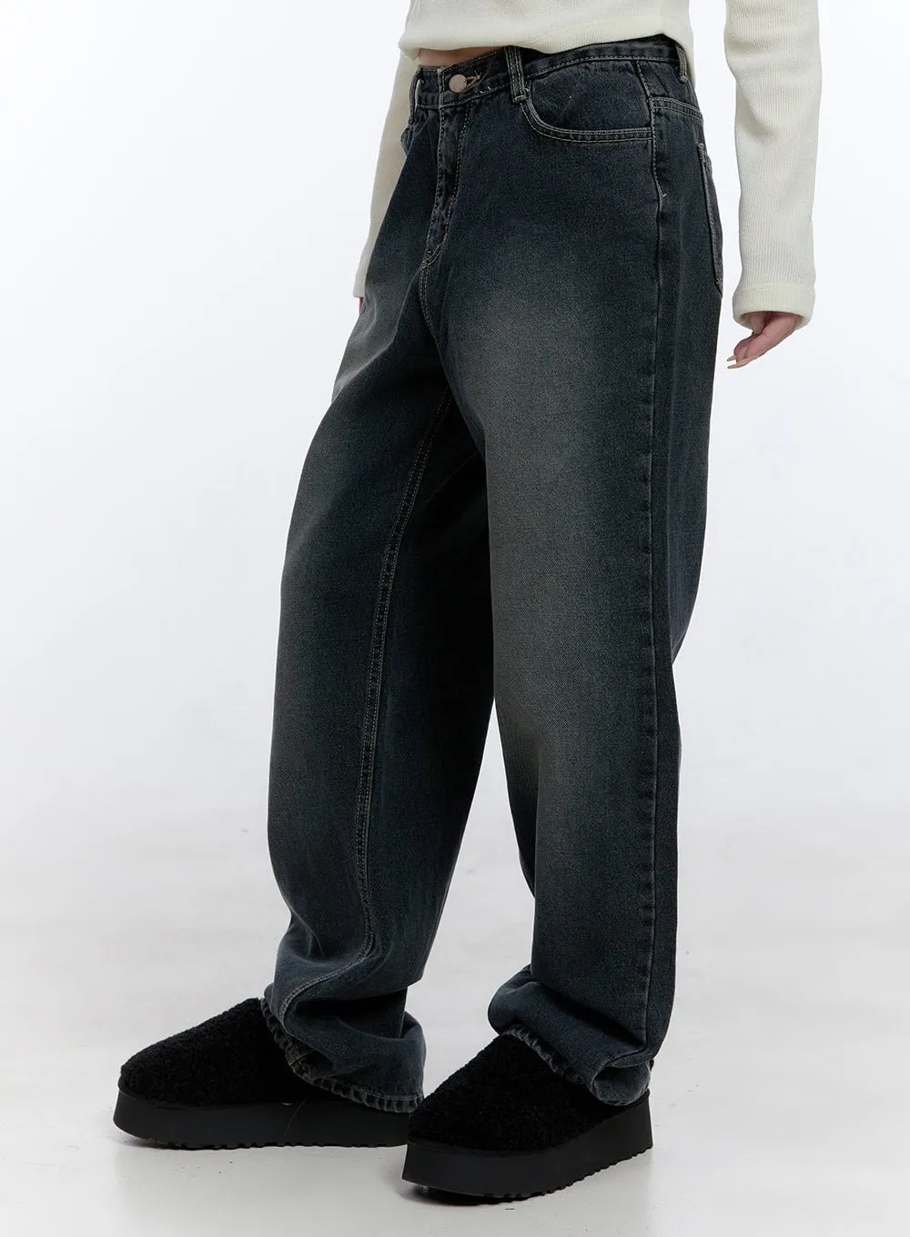 Jasmin Washed Denim Wide-Leg Jeans CD416