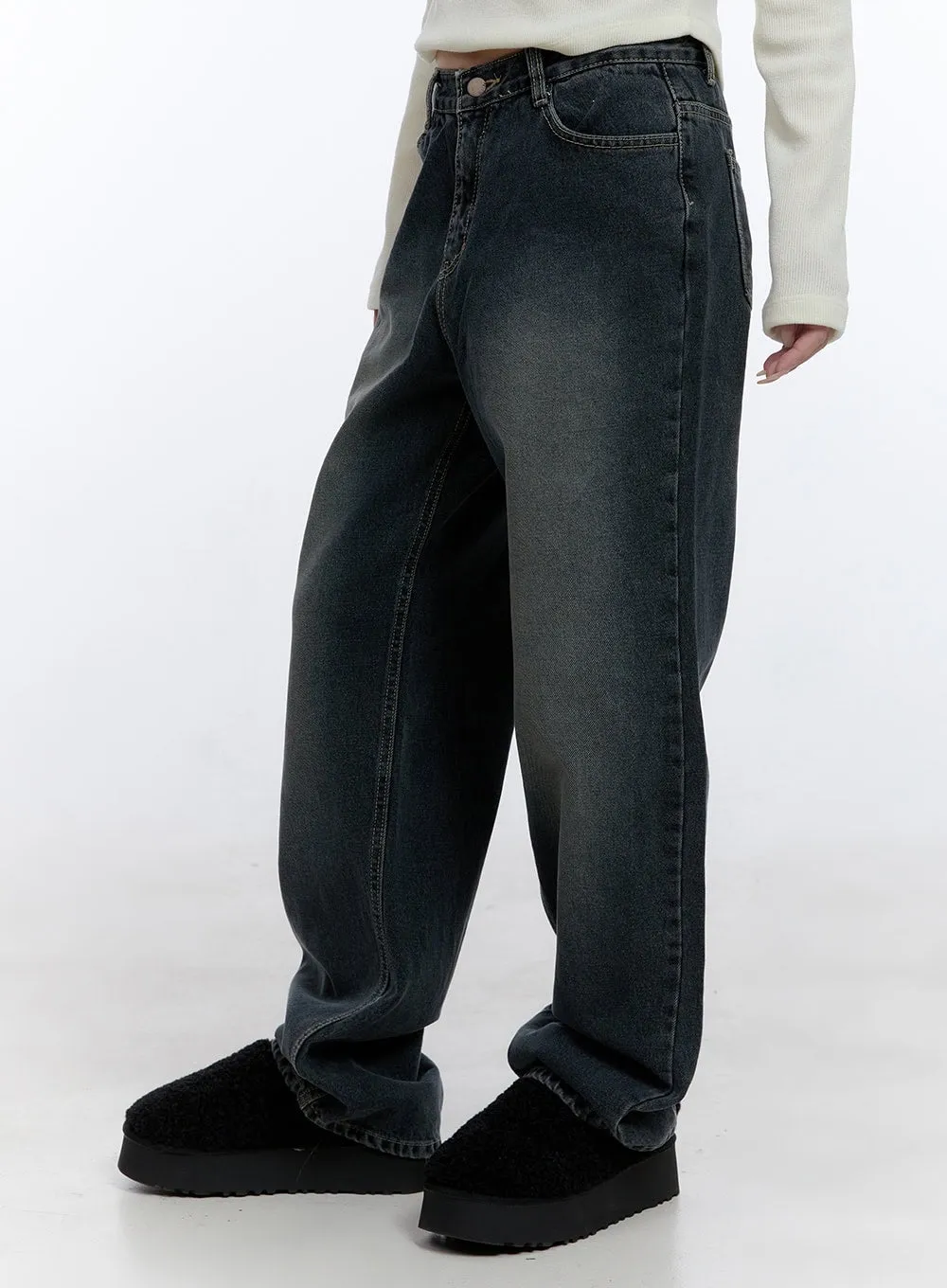 Jasmin Washed Denim Wide-Leg Jeans CD416