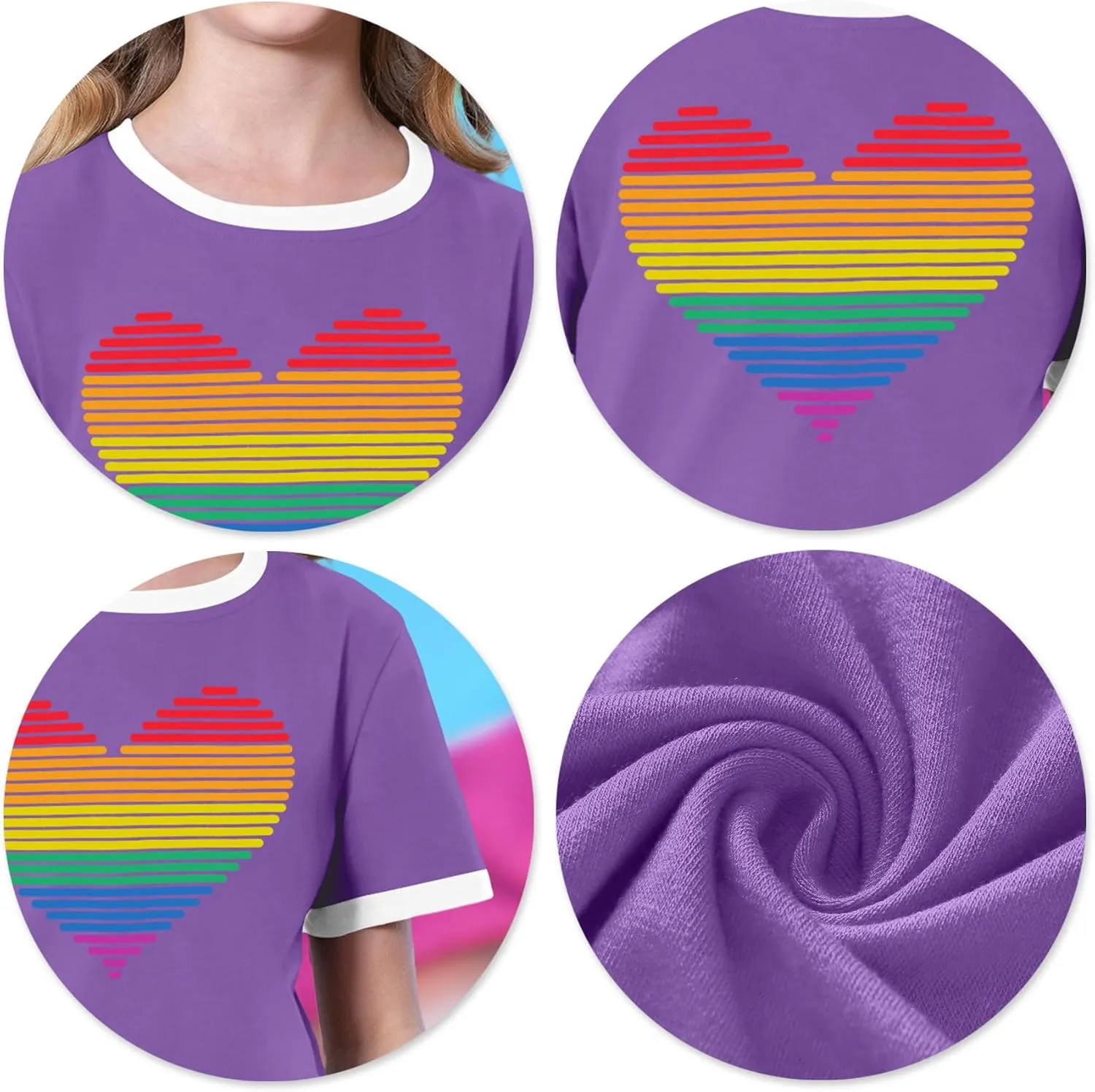 LAZYCHILD Girls Pride Shirts for Kids Rainbow Heart Graphic Tees LGBT Equality Tshirt Love Outfits 5-14y Tops