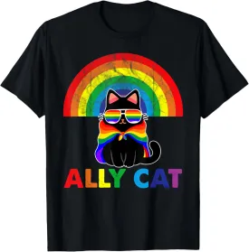 LGBT Ally Cat Be Kind Gay Rainbow Funny LGBTQ Flag Gay Pride T-Shirt
