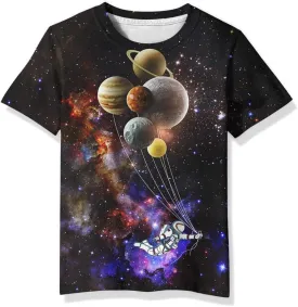 Linnhoy Kid Shirts 3D Graphic Printed Tees for Boys and Girls Novelty Fashion T-Shirts Unisex Casual Tops Size 6-16 Years