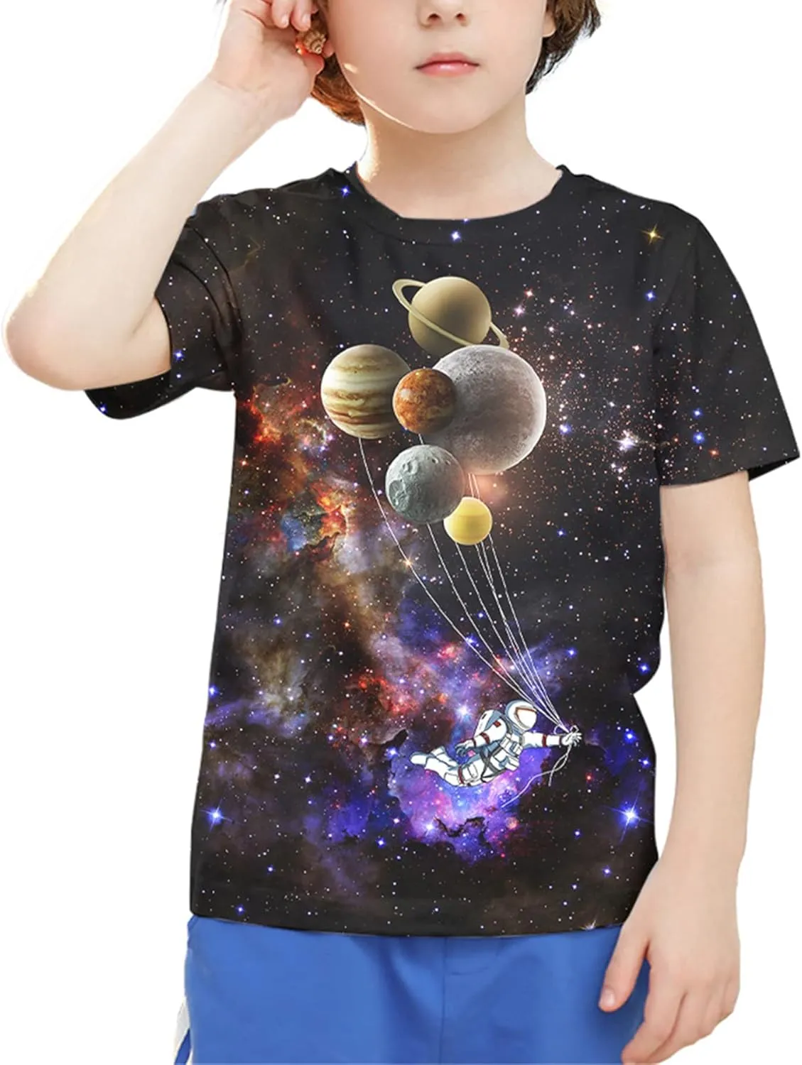 Linnhoy Kid Shirts 3D Graphic Printed Tees for Boys and Girls Novelty Fashion T-Shirts Unisex Casual Tops Size 6-16 Years