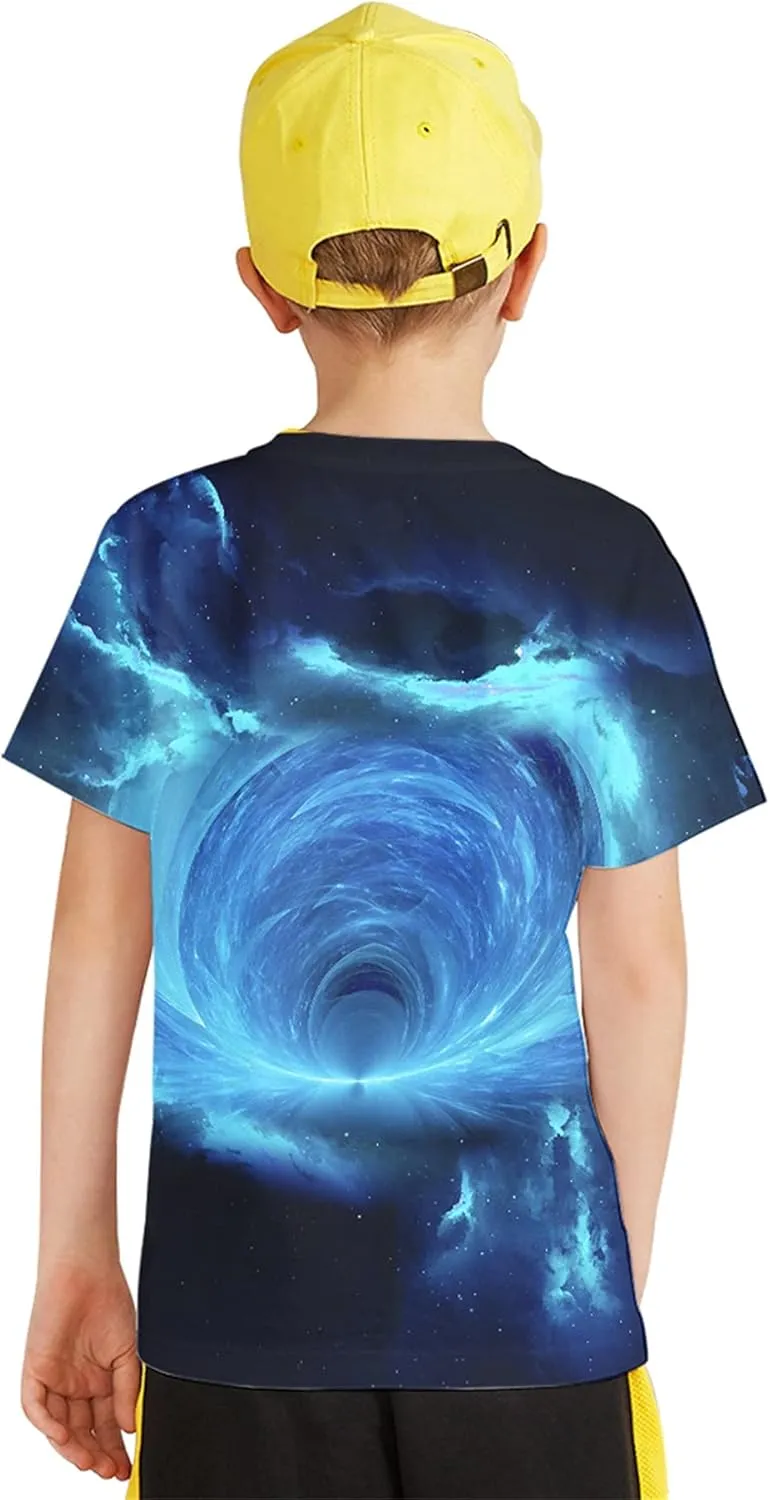 Linnhoy Kid Shirts 3D Graphic Printed Tees for Boys and Girls Novelty Fashion T-Shirts Unisex Casual Tops Size 6-16 Years