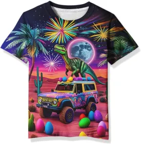 Linnhoy Kid Shirts 3D Graphic Printed Tees for Boys and Girls Novelty Fashion T-Shirts Unisex Casual Tops Size 6-16 Years