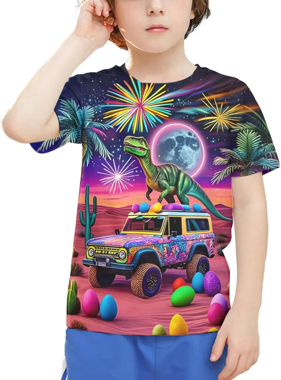Linnhoy Kid Shirts 3D Graphic Printed Tees for Boys and Girls Novelty Fashion T-Shirts Unisex Casual Tops Size 6-16 Years