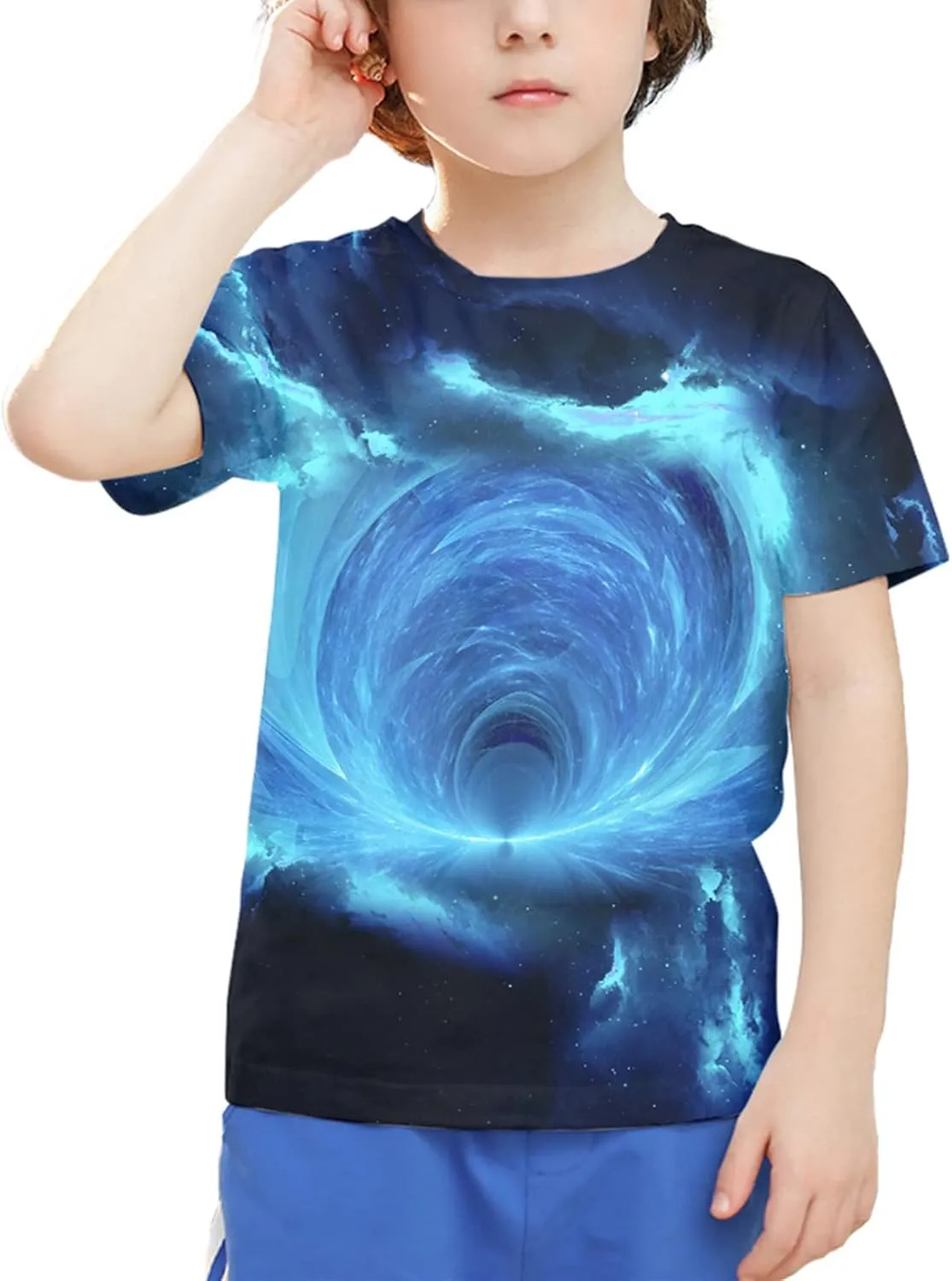 Linnhoy Kid Shirts 3D Graphic Printed Tees for Boys and Girls Novelty Fashion T-Shirts Unisex Casual Tops Size 6-16 Years