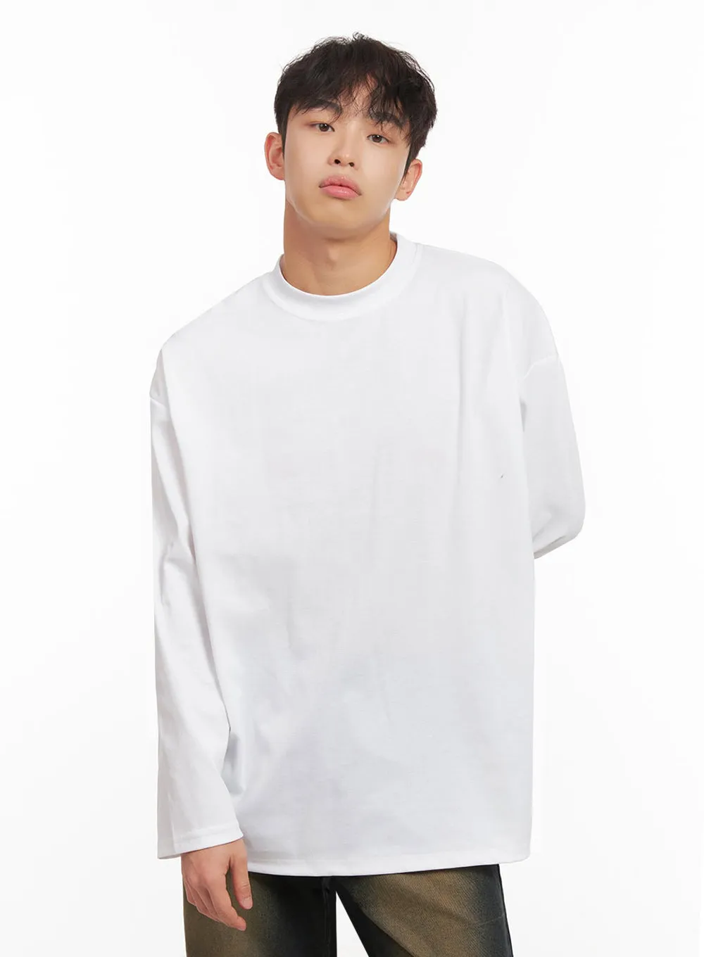 Men's Long-Sleeve Oversized Tee (White) ID427