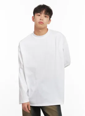 Men's Long-Sleeve Oversized Tee (White) ID427