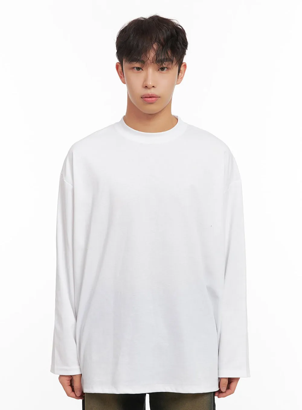 Men's Long-Sleeve Oversized Tee (White) ID427