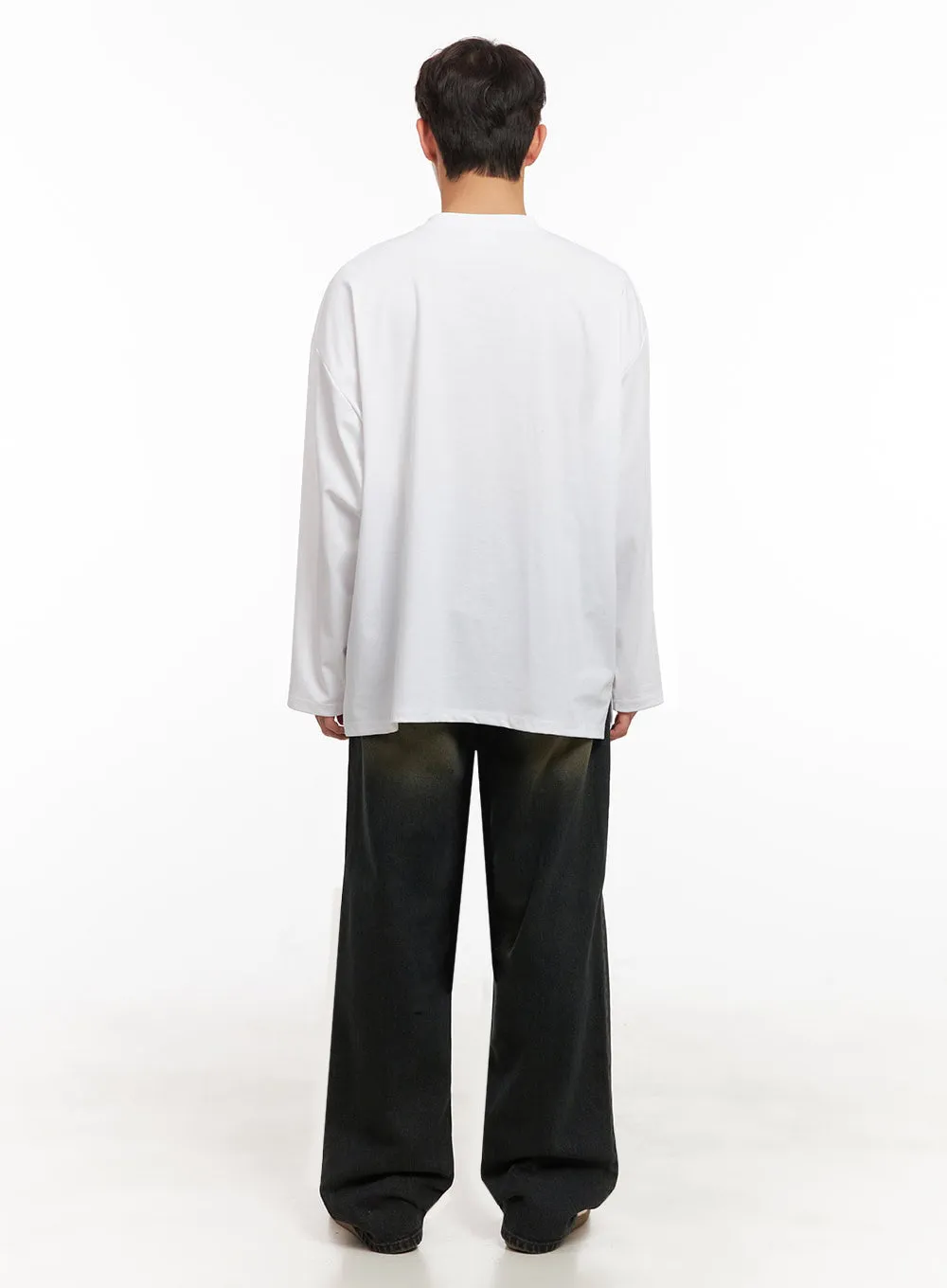 Men's Long-Sleeve Oversized Tee (White) ID427
