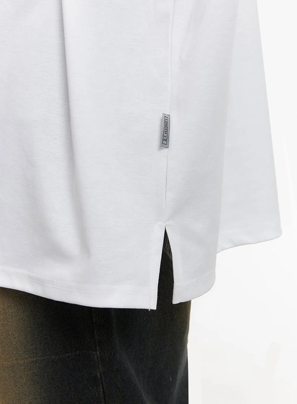 Men's Long-Sleeve Oversized Tee (White) ID427