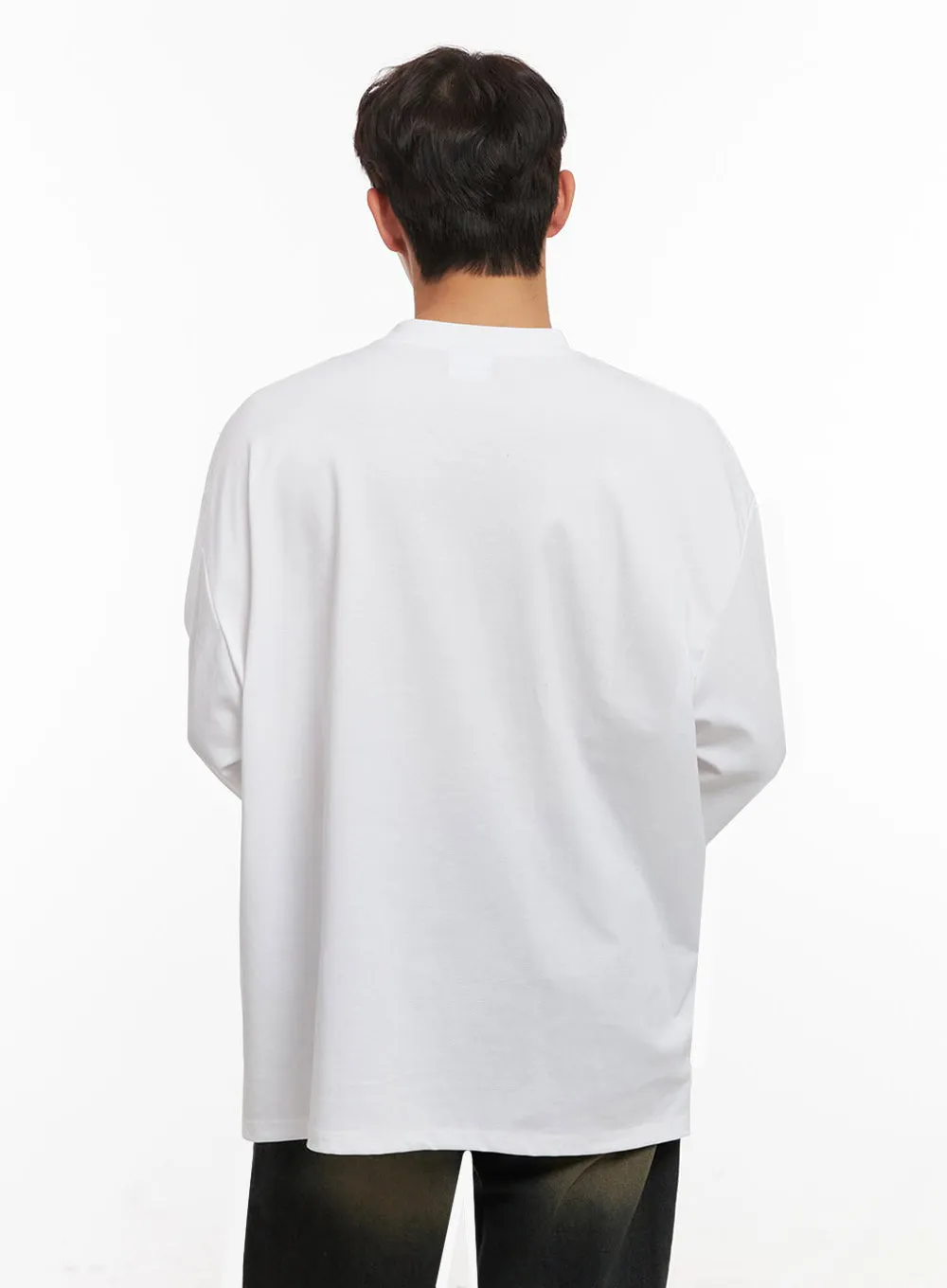Men's Long-Sleeve Oversized Tee (White) ID427