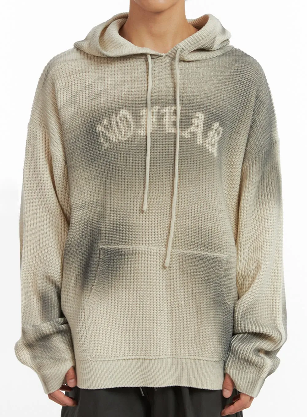 Men's Oversized Washed Knit Hoodie IO402
