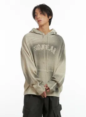 Men's Oversized Washed Knit Hoodie IO402