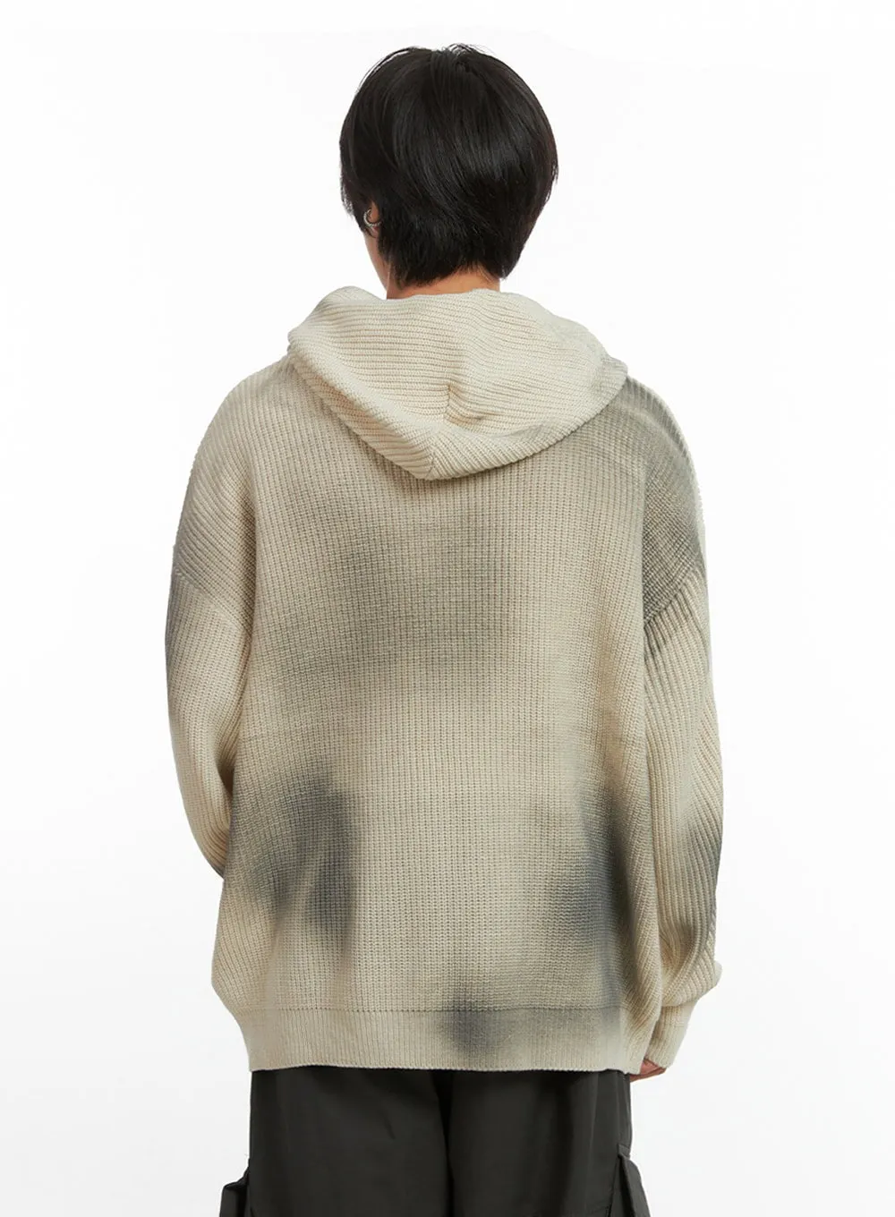 Men's Oversized Washed Knit Hoodie IO402