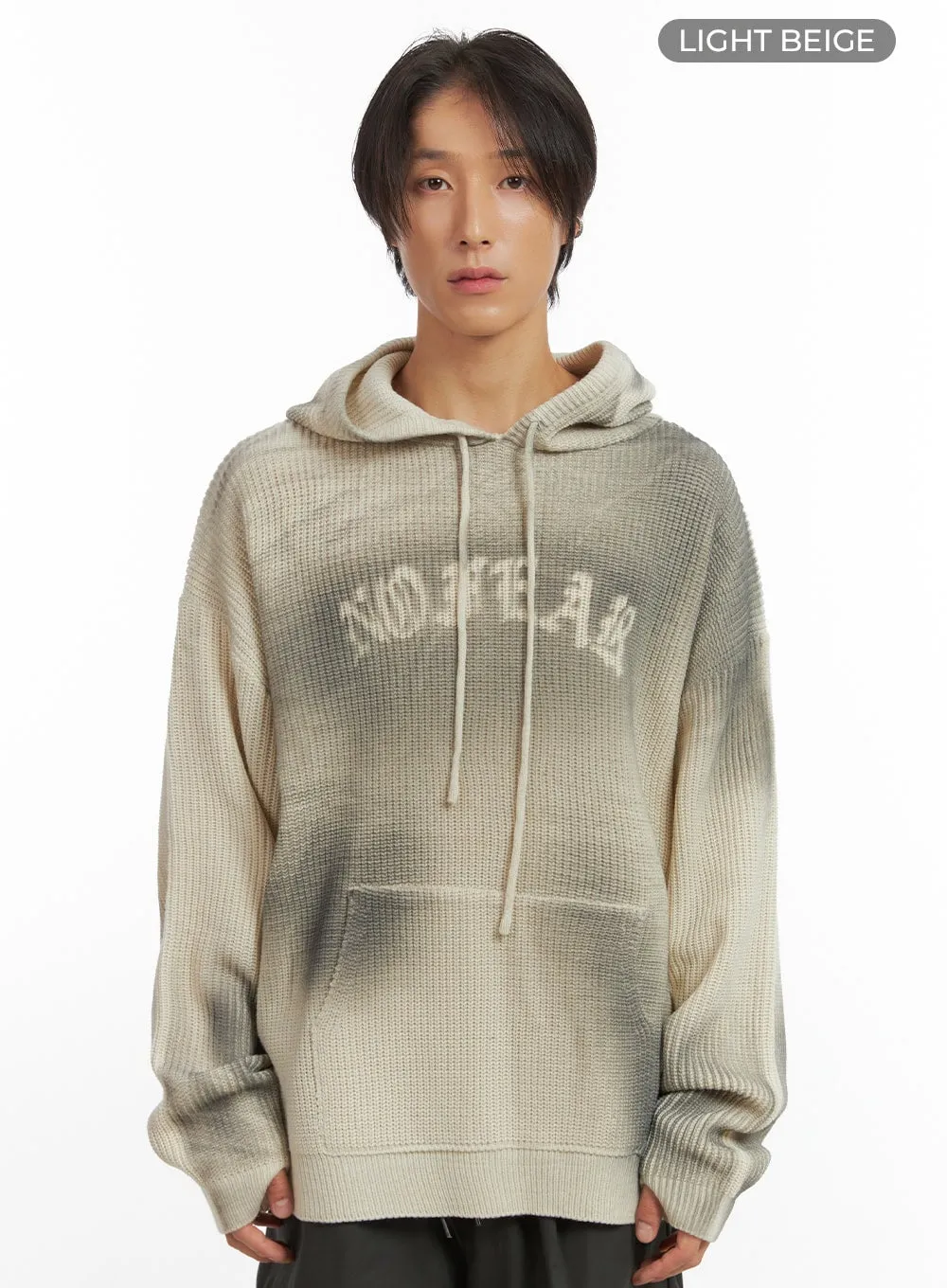 Men's Oversized Washed Knit Hoodie IO402