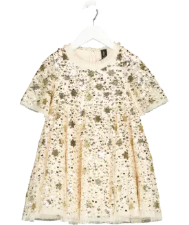 Needle & Thread Nude Shooting Star Sequin Embellished Cape Mini Dress 3 Years