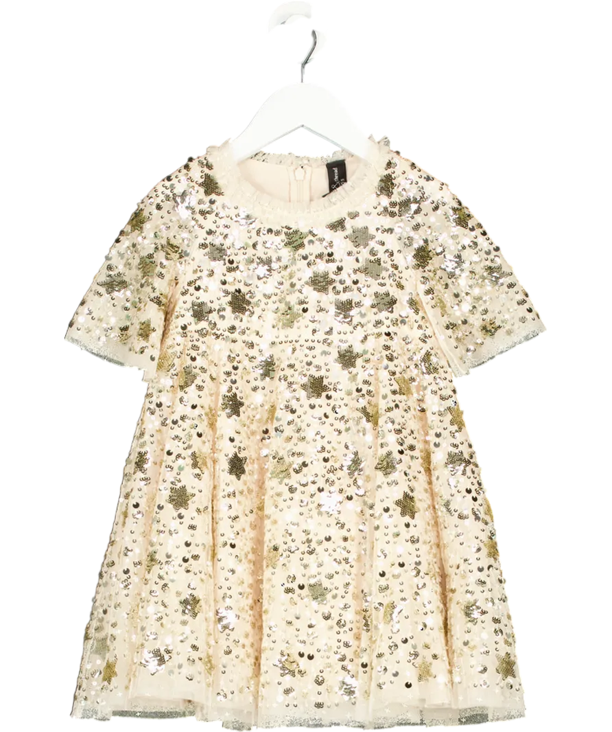 Needle & Thread Nude Shooting Star Sequin Embellished Cape Mini Dress 3 Years